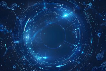 Obraz premium Abstract Blue Technological Background with Futuristic Elements