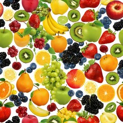 Fresh Fruit Collection: Assorted Citrus and Tropical Fruits on White Background