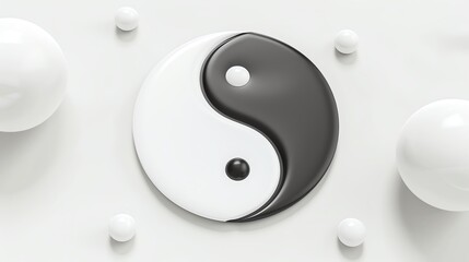 Yin yang symbol, harmonious balance, simple black and white design,  - obrazy, fototapety, plakaty