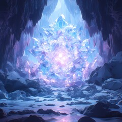 Explore the Magic of Neon-Lit Crystals in a Stunning 3D Rendering of an Otherworldly Cave System. Discover the Perfect Stock Image for Your Next Project!