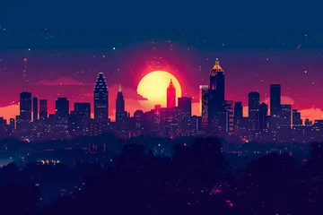 Foto op Plexiglas Atlanta gradient vector city skyline illustration retro georgia united states © abvbakarrr
