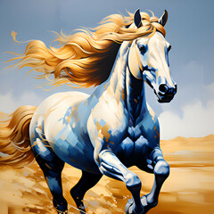 Horse galloping abstract art colours painting wallpaper