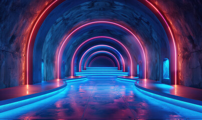 Light in the tunnel. Created with Ai - obrazy, fototapety, plakaty
