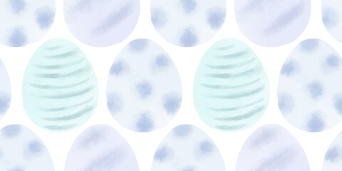 Cute illustration with colorful Easter eggs with watercolor texture, spring banner
