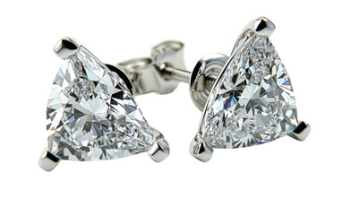 Contemporary Diamond Stud Earrings On Transparent Background.