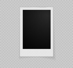 Polaroid photo frame mockup set. Blank photo frame mockup with shadow. Blank photo frame mockup with shadow. Vintage card. Square, portrait and landscape photo frames. Vector illustration