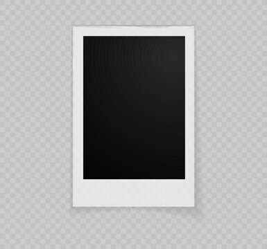 Polaroid photo frame mockup set. Blank photo frame mockup with shadow. Blank photo frame mockup with shadow. Vintage card. Square, portrait and landscape photo frames. Vector illustration