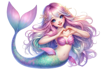 Cute mermaid clipart