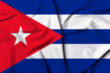 Beautifully waving and striped Cuba flag, flag background texture with vibrant colors and fabric...