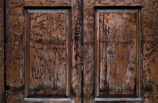 Close up of old wooden door