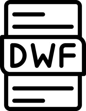 Dwf file type icons. document format type design graphic icon, with Outline design style. vector illustration