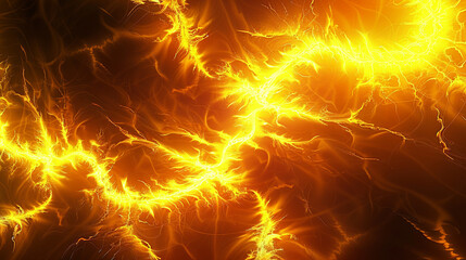 Neon yellow and orange fractals electrify in a 3D abstract of raw energy.