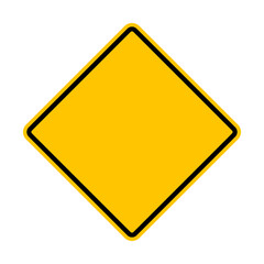 Warning sign yellow diamond road sign with empty space inside. Attention. Danger zone. Another danger. Rhomb road sign.