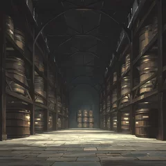 Fotobehang Enchanting Wine Cellar with Towering Barrels and Architectural Charm © RobertGabriel