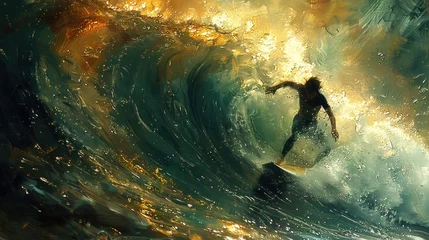 Fotobehang Surfer in Action © Henry