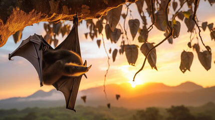 bat on tree branch 