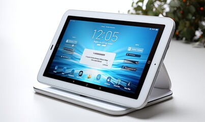 Tablet Resting on White Table