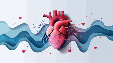 Heart attack paper cut vector. Cardiology disease med