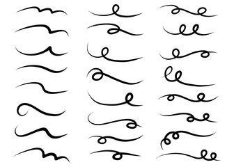 手書きの曲線セット、デコレーション、curly swishes