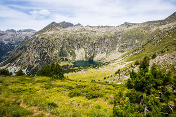 Fototapeta na wymiar Summer landscape in Vall de Boi in Aiguestortes and Sant Maurici National Park, Spain