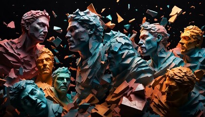 shattered statues of people - obrazy, fototapety, plakaty