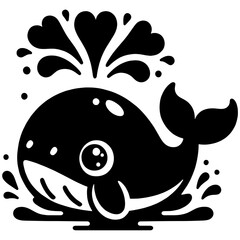 A cute whale spraying water in the shape of a heart: Vector illustration
