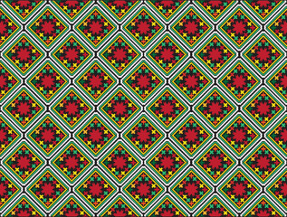 Tribal vector ornament. Seamless African pattern. Ethnic carpet with chevrons. Aztec style. Geometric mosaic on the tile, majolica. Ancient interior. Modern rug. Geo print on textile. Kente Cloth.