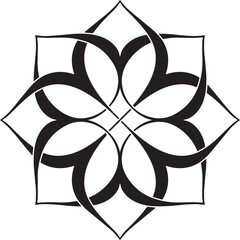 Round vector ornament with overlapping geometric shapes. Eight pointed circular pattern. Mandala.