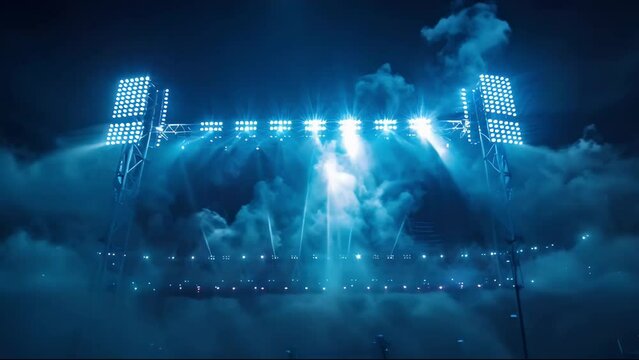 Stadium Lights Aglow: Pregame Anticipation. Concept Sports Photography, Nighttime Events, Exciting Moments, Stadium Atmosphere