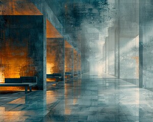 Create an abstract hero image that symbolizes luxury and transformation in an urban hotel setting 