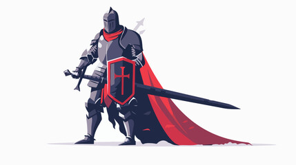 Illustration of knight on white background. flat Vector