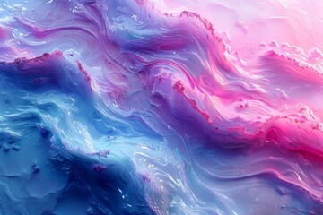 Mesmerizing fluid art with swirling patterns of pink and blue conveying a sense of tranquility and...