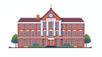 Illustration of the school building flat vector isolated