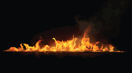 Illustration Realistic Fire Flame with Smoke on Black