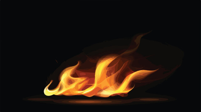 Illustration Realistic Fire Flame with Smoke on Black
