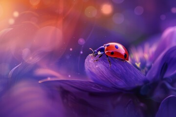 Obraz premium Ladybug macro leaf plant beautiful