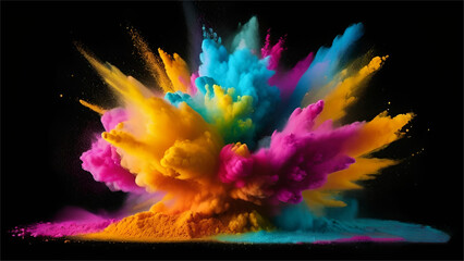 Explosion splash of colorful powder. powder Explosion for Holi festival 