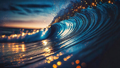 sunset over the ocean wave