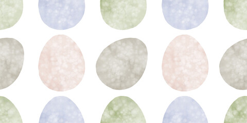 Cute illustration with colorful Easter eggs with watercolor texture, spring banner