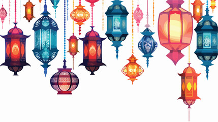 Fototapeta na wymiar Islamic colorful Ramadan lantern background template