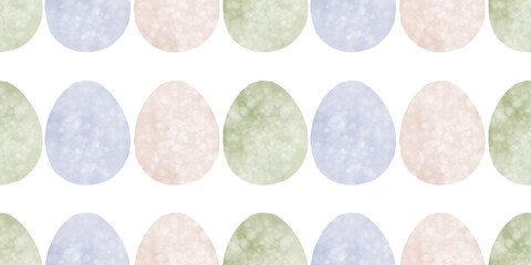 Cute illustration with colorful Easter eggs with watercolor texture, spring banner