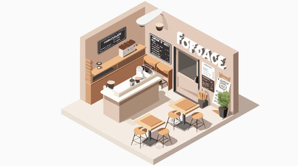 Fototapeta na wymiar Isometric Coffee shop vector illustration flat vector