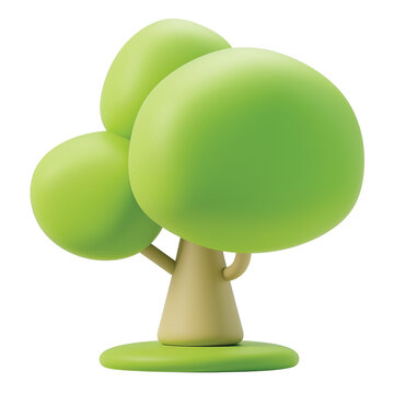 3D icon of a cute tree in nature