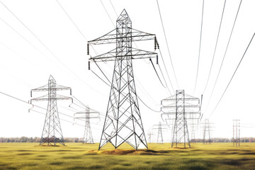 PNG Electricity cable electricity pylon architecture - obrazy, fototapety, plakaty