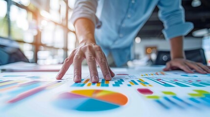 Customer insights expert analyzing feedback, colorful data visualization, closeup customer insight strategies , up32K HD