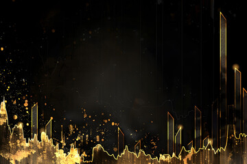 Isolated infograhic stock market chart award in gold and black color