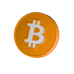 Gold Bitcoin coin. Cryptocurrency, blockchain, finance and investment concept