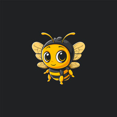 Bee logo design vector flat illustration template