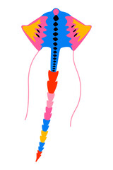 Flying stingray kite. Color craft fly toy. Vector illustration.