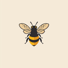 Bee logo design vector flat illustration template